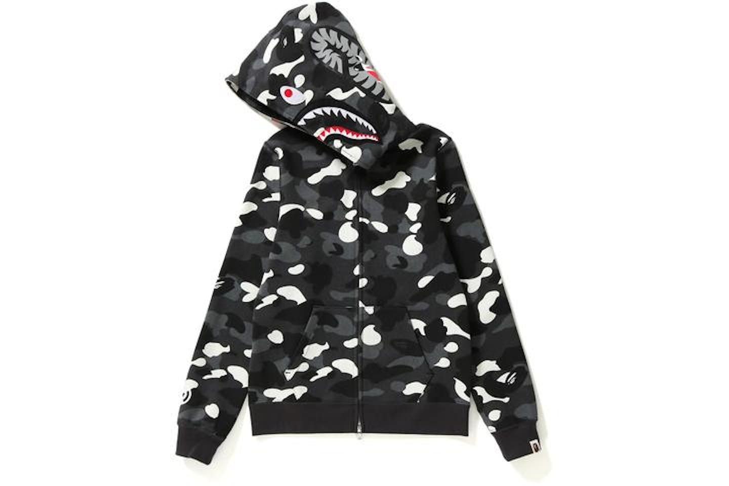 Bape Color Camo Shark Full Zip (Ss21) Hoodie Black And White